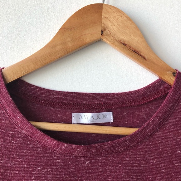 Awake Burgundy Scoop Neck Tee Shirt - Picture 3 of 3